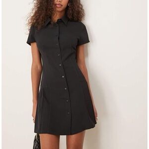 JAPNA Black Button-Up Dress